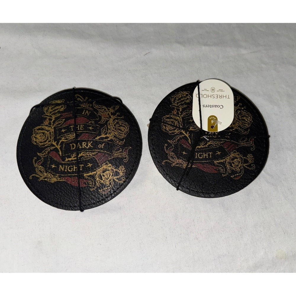 2 Target Threshold In The Dark Of Night Halloween Coasters Faux Leather 8 Total